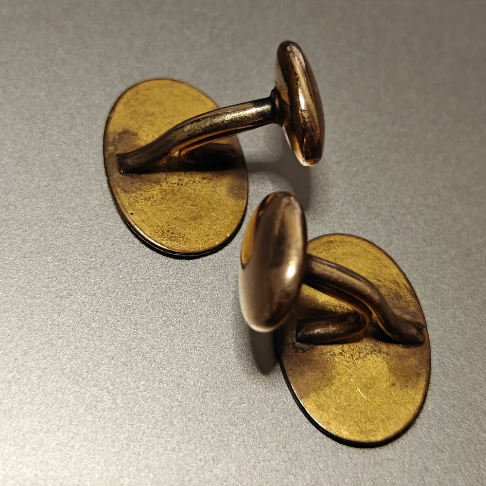 Antique 12K GF Yellow Gold Filled Oval Cufflinks With Monogram Letter d - Picture 6 of 8